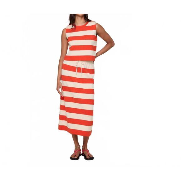 NEW WISHLIST striped knit skirt in guava/cream